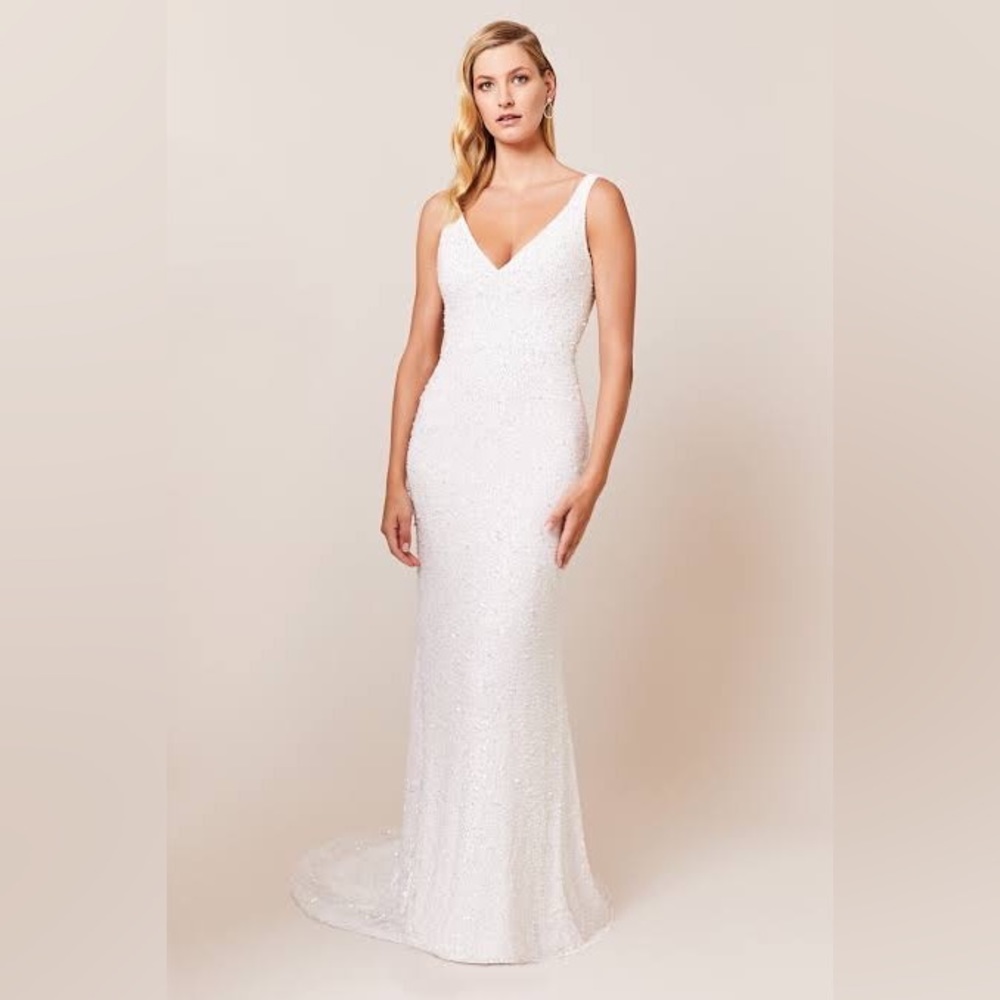 Lotus Threads Hand Beaded Deco V-Neck Wedding Gown